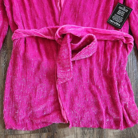 Retrofete Gabrielle Robe Dress in Hot Pink Sequins Size XS NWT - Picture 4 of 12